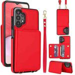 For Samsung Galaxy A13 5G / 4G Crossbody Dual-buckle Wallet RFID Back Leather Phone Case(Red)