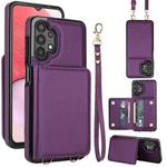 For Samsung Galaxy A13 5G / 4G Crossbody Dual-buckle Wallet RFID Back Leather Phone Case(Dark Purple)