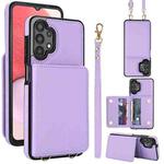 For Samsung Galaxy A13 5G / 4G Crossbody Dual-buckle Wallet RFID Back Leather Phone Case(Light Purple)