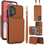 For Samsung Galaxy A13 5G / 4G Crossbody Dual-buckle Wallet RFID Back Leather Phone Case(Brown)
