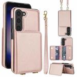 For Samsung Galaxy A54 5G Crossbody Dual-buckle Wallet RFID Back Leather Phone Case(Rose Gold)