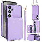 For Samsung Galaxy A55 5G Crossbody Dual-buckle Wallet RFID Back Leather Phone Case(Light Purple)