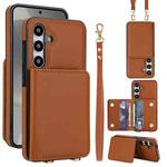 For Samsung Galaxy A55 5G Crossbody Dual-buckle Wallet RFID Back Leather Phone Case(Brown)
