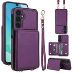 For Samsung Galaxy A16 5G Crossbody Dual-buckle Wallet RFID Back Leather Phone Case(Dark Purple)