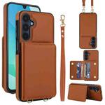 For Samsung Galaxy A16 5G Crossbody Dual-buckle Wallet RFID Back Leather Phone Case(Brown)
