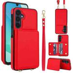 For Samsung Galaxy A26 5G Crossbody Dual-buckle Wallet RFID Back Leather Phone Case(Red)