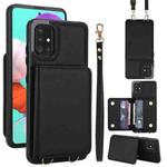 For Samsung Galaxy A71 4G Crossbody Dual-buckle Wallet RFID Back Leather Phone Case(Black)