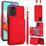 For Samsung Galaxy A71 4G Crossbody Dual-buckle Wallet RFID Back Leather Phone Case(Red)