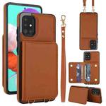 For Samsung Galaxy A71 4G Crossbody Dual-buckle Wallet RFID Back Leather Phone Case(Brown)