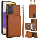 For Samsung Galaxy A52 5G / 4G Crossbody Dual-buckle Wallet RFID Back Leather Phone Case(Brown)