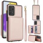 For Samsung Galaxy A53 5G / 4G Crossbody Dual-buckle Wallet RFID Back Leather Phone Case(Rose Gold)