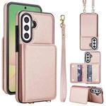 For Samsung Galaxy A36 5G Crossbody Dual-buckle Wallet RFID Back Leather Phone Case(Rose Gold)