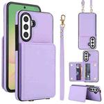 For Samsung Galaxy A36 5G Crossbody Dual-buckle Wallet RFID Back Leather Phone Case(Light Purple)