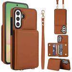 For Samsung Galaxy A36 5G Crossbody Dual-buckle Wallet RFID Back Leather Phone Case(Brown)