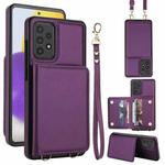For Samsung Galaxy A72 5G / 4G Crossbody Dual-buckle Wallet RFID Back Leather Phone Case(Dark Purple)