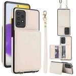 For Samsung Galaxy A73 Crossbody Dual-buckle Wallet RFID Back Leather Phone Case(White)