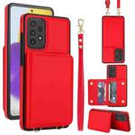 For Samsung Galaxy A73 Crossbody Dual-buckle Wallet RFID Back Leather Phone Case(Red)