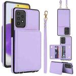 For Samsung Galaxy A73 Crossbody Dual-buckle Wallet RFID Back Leather Phone Case(Light Purple)