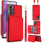 For Samsung Galaxy Note20 Crossbody Dual-buckle Wallet RFID Back Leather Phone Case(Red)