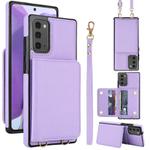 For Samsung Galaxy Note20 Crossbody Dual-buckle Wallet RFID Back Leather Phone Case(Light Purple)