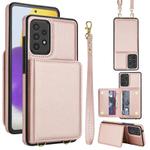 For Samsung Galaxy Note20 Ultra Crossbody Dual-buckle Wallet RFID Back Leather Phone Case(Rose Gold)