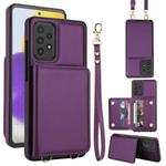 For Samsung Galaxy Note20 Ultra Crossbody Dual-buckle Wallet RFID Back Leather Phone Case(Dark Purple)