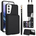 For Samsung Galaxy S21 5G Crossbody Dual-buckle Wallet RFID Back Leather Phone Case(Black)