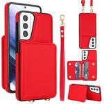 For Samsung Galaxy S21+ 5G Crossbody Dual-buckle Wallet RFID Back Leather Phone Case(Red)