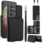 For Samsung Galaxy S21 Ultra 5G Crossbody Dual-buckle Wallet RFID Back Leather Phone Case(Black)