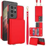 For Samsung Galaxy S21 Ultra 5G Crossbody Dual-buckle Wallet RFID Back Leather Phone Case(Red)