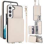 For Samsung Galaxy S21 FE 5G Crossbody Dual-buckle Wallet RFID Back Leather Phone Case(White)