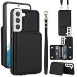 For Samsung Galaxy S21 FE 5G Crossbody Dual-buckle Wallet RFID Back Leather Phone Case(Black)
