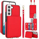 For Samsung Galaxy S21 FE 5G Crossbody Dual-buckle Wallet RFID Back Leather Phone Case(Red)