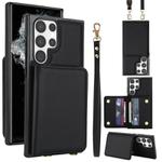 For Samsung Galaxy S23 Ultra 5G Crossbody Dual-buckle Wallet RFID Back Leather Phone Case(Black)