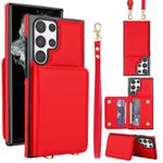 For Samsung Galaxy S23 Ultra 5G Crossbody Dual-buckle Wallet RFID Back Leather Phone Case(Red)