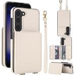 For Samsung Galaxy S23+ 5G Crossbody Dual-buckle Wallet RFID Back Leather Phone Case(White)