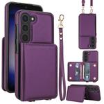 For Samsung Galaxy S23+ 5G Crossbody Dual-buckle Wallet RFID Back Leather Phone Case(Dark Purple)