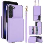For Samsung Galaxy S23+ 5G Crossbody Dual-buckle Wallet RFID Back Leather Phone Case(Light Purple)