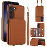 For Samsung Galaxy S23+ 5G Crossbody Dual-buckle Wallet RFID Back Leather Phone Case(Brown)
