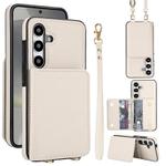For Samsung Galaxy S24+ 5G Crossbody Dual-buckle Wallet RFID Back Leather Phone Case(White)