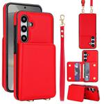 For Samsung Galaxy S24+ 5G Crossbody Dual-buckle Wallet RFID Back Leather Phone Case(Red)