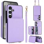 For Samsung Galaxy S24+ 5G Crossbody Dual-buckle Wallet RFID Back Leather Phone Case(Light Purple)