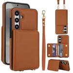For Samsung Galaxy S24+ 5G Crossbody Dual-buckle Wallet RFID Back Leather Phone Case(Brown)