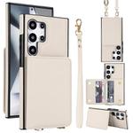 For Samsung Galaxy S25 Ultra 5G Crossbody Dual-buckle Wallet RFID Back Leather Phone Case(White)