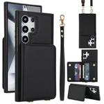For Samsung Galaxy S25 Ultra 5G Crossbody Dual-buckle Wallet RFID Back Leather Phone Case(Black)