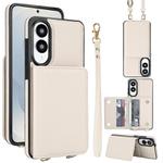 For Samsung Galaxy S25 Edge 5G Crossbody Dual-buckle Wallet RFID Back Leather Phone Case(White)