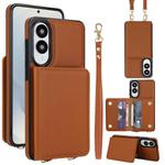For Samsung Galaxy S25 Edge 5G Crossbody Dual-buckle Wallet RFID Back Leather Phone Case(Brown)
