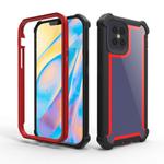 For iPhone 12 mini Four-corner Shockproof All-inclusive Transparent Space Protective Case(Black Red)