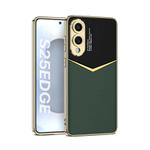 For Samsung Galaxy S25 Edge 5G GKK Plating Soft TPU + Leather Full Coverage Phone Case without Pen(Green)