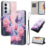 For Realme C71 4G Color Drawing Pattern Leather Phone Case(Pink Butterfly)